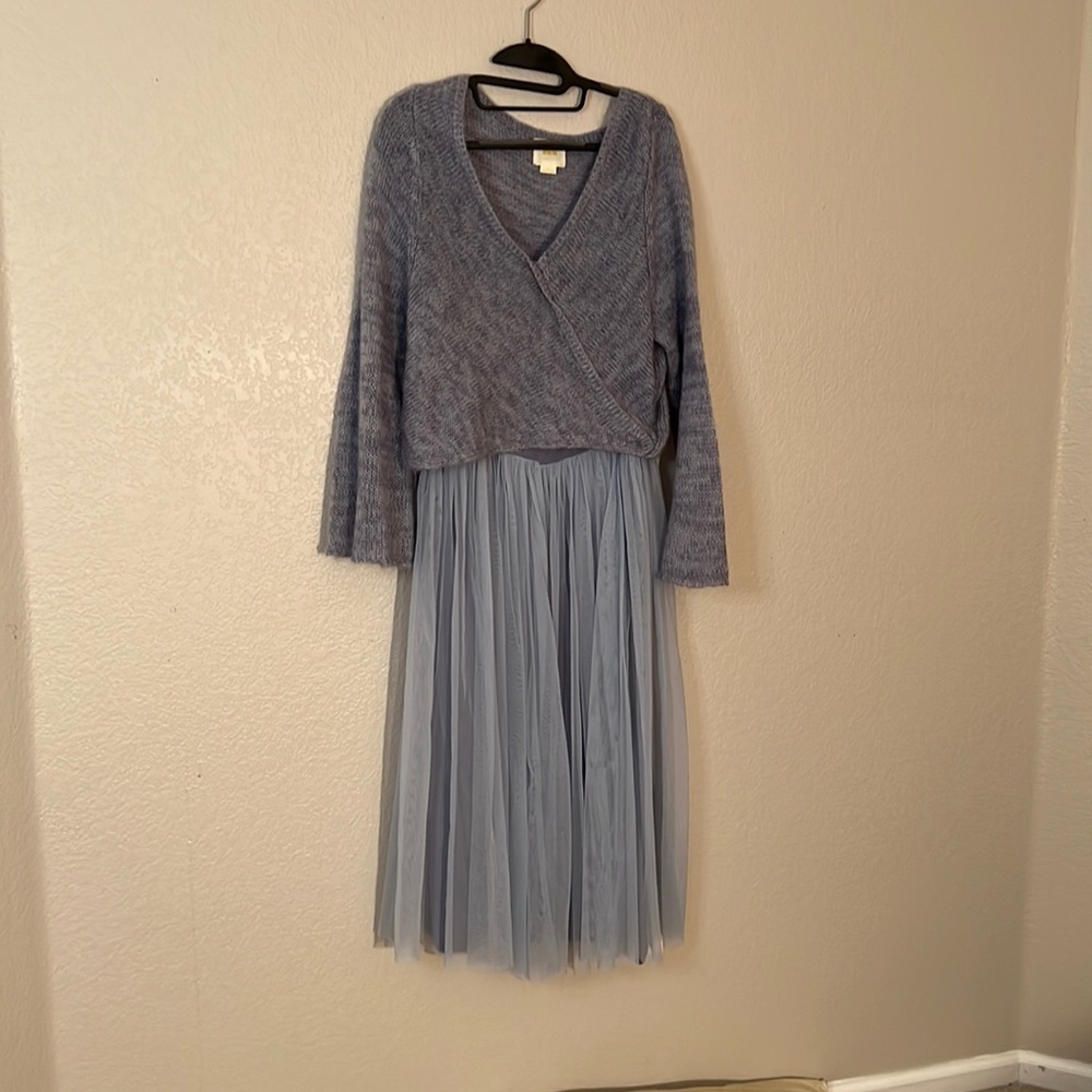Blue sweater dress